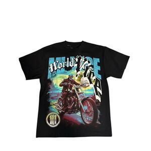 MI VICE T-Shirt with Motorcycle and Text Design